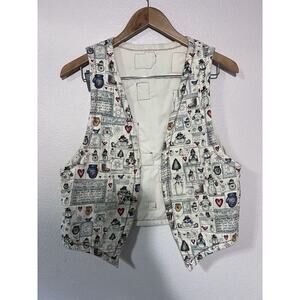 Vintage Handmade Snowman Christmas Vest Patchwork Unisex Size L Grandma Recipe